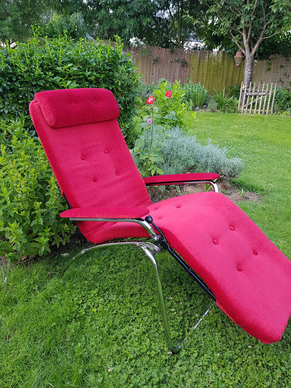 Fauteuilnumero14 fauteuil vintage tissu casal framboise.